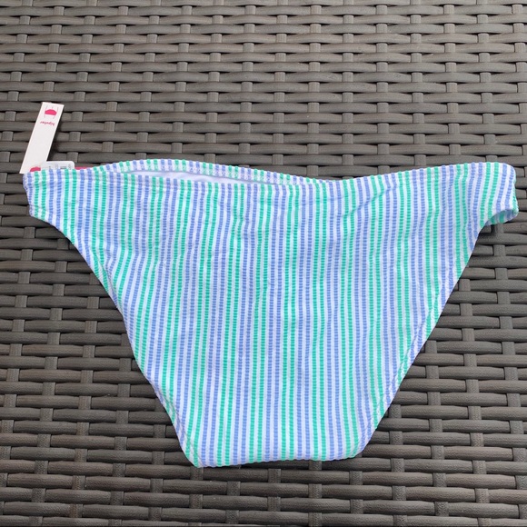 Junior’s Bottom Swimsuit Blue Green Striped - Picture 3 of 7